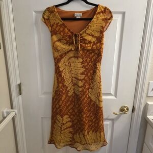 Wanted Midi Babydoll Dress Orange Tropical Y2K Vintage NWOT Size Small‎ Made USA